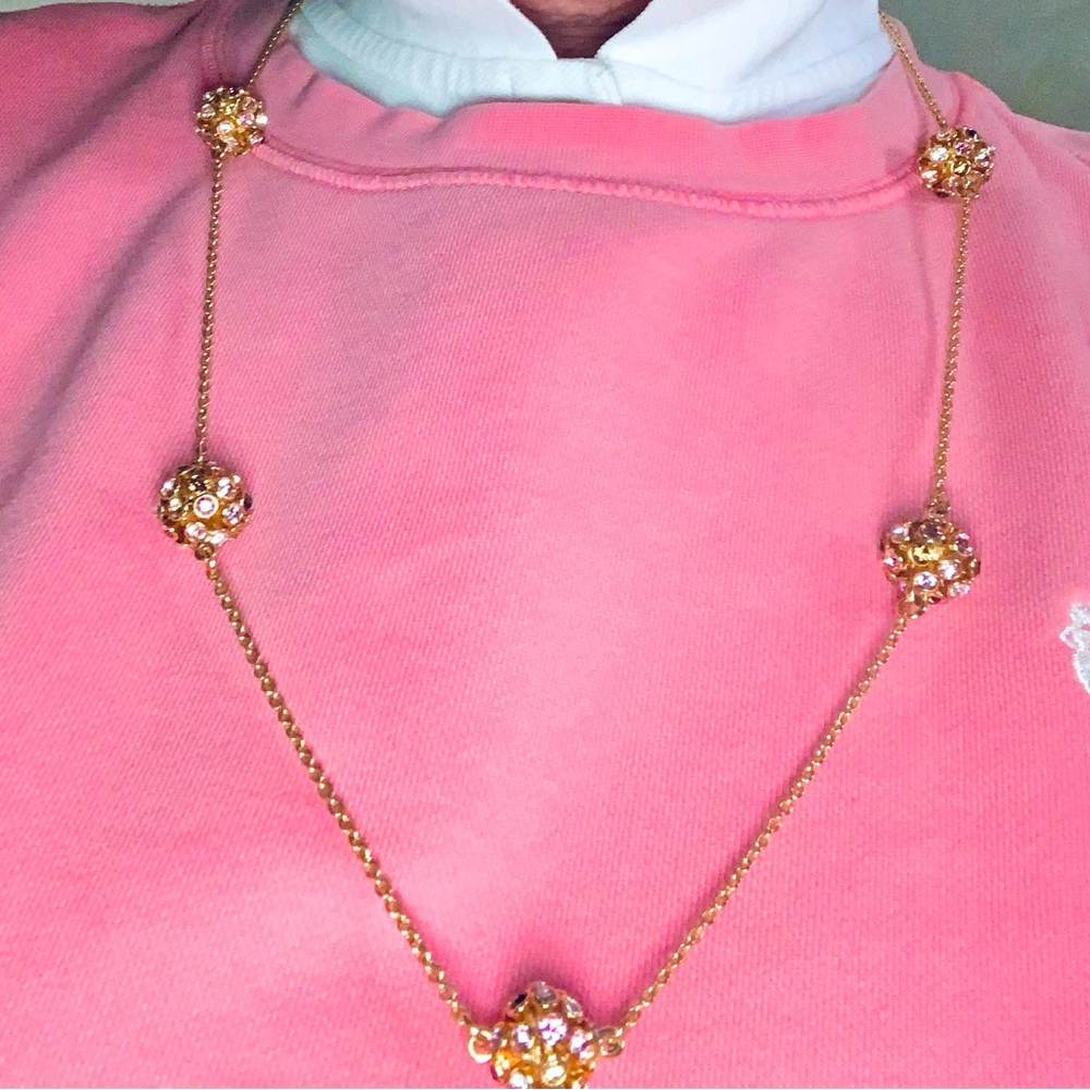 Reduced! kate spade Gold-tone Necklace with Pink Crystal Spheres